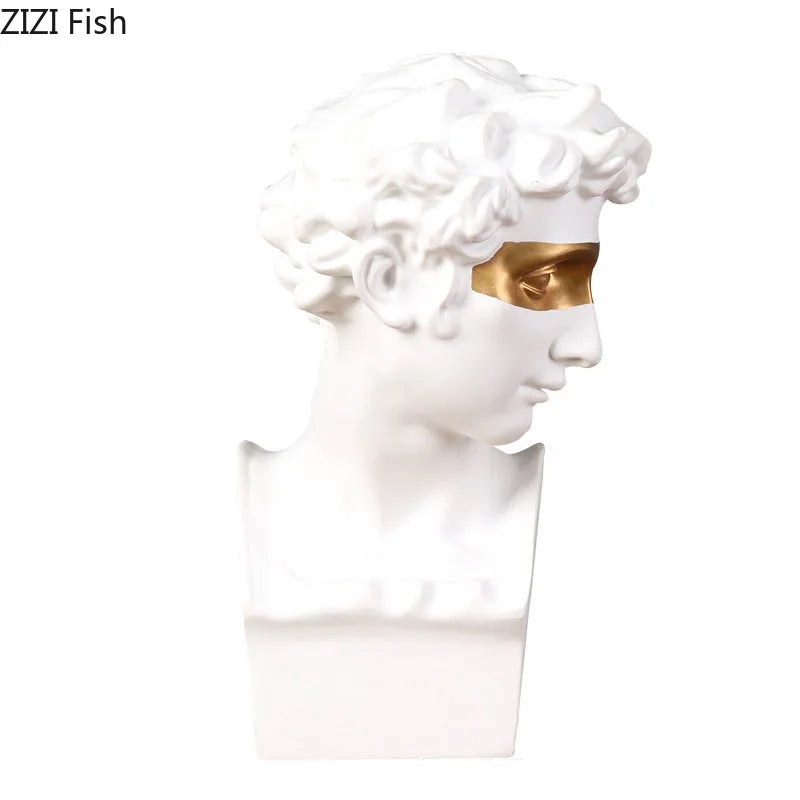 sculpture Gold Plated Mask David Statue