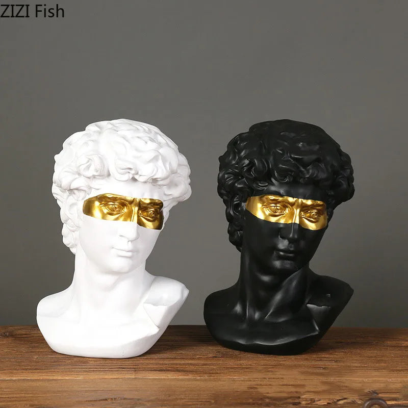 sculpture Gold Plated Mask David Statue