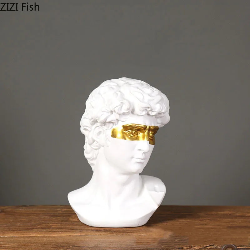 sculpture Gold Plated Mask David Statue