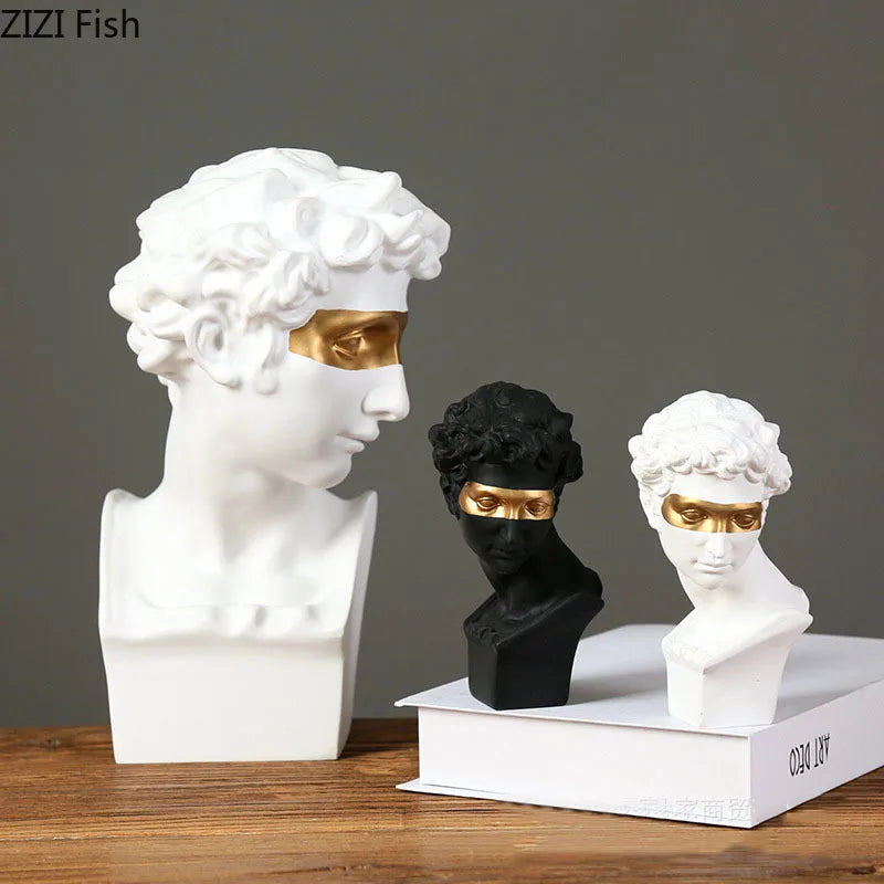 sculpture Gold Plated Mask David Statue