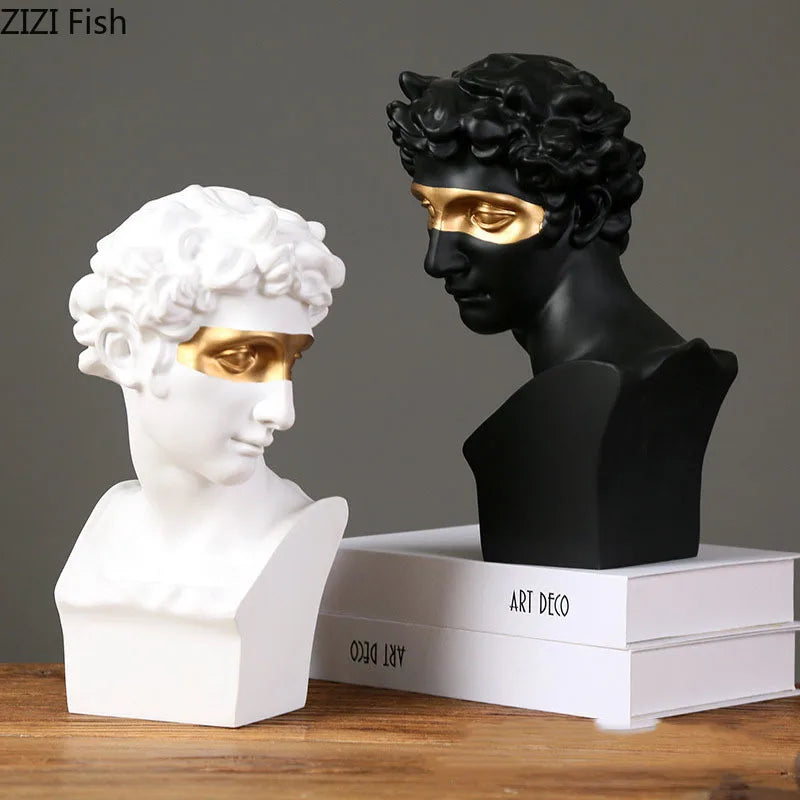 sculpture Gold Plated Mask David Statue