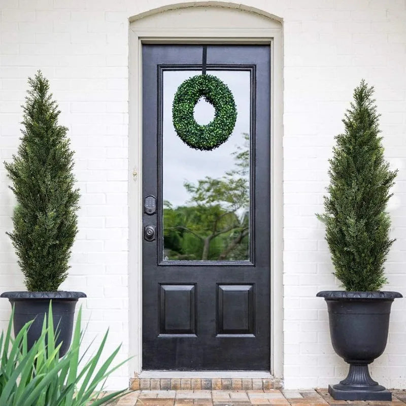 2 Pack Artificial Cedar Topiary Trees 4ft