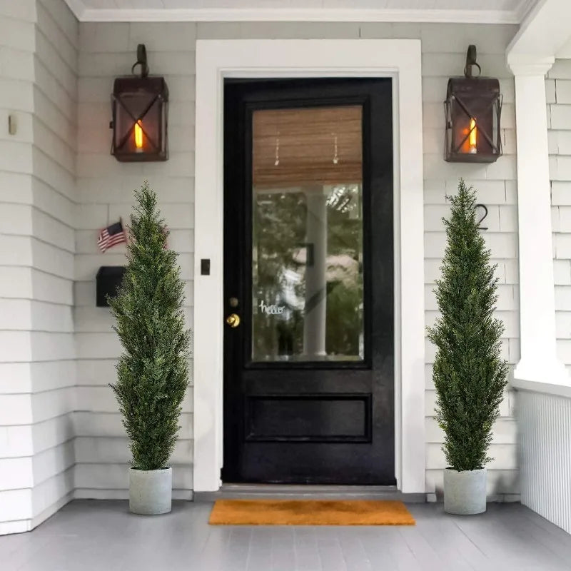 2 Pack Artificial Cedar Topiary Trees 4ft